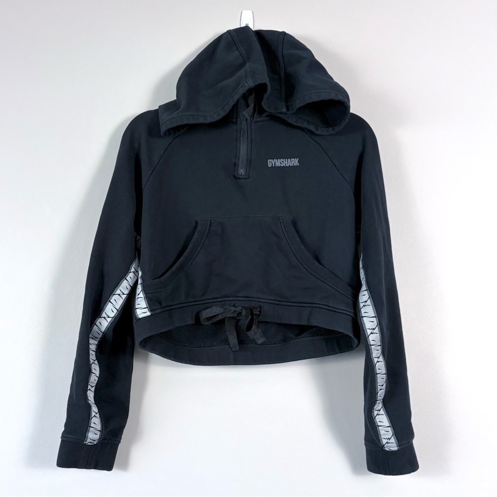 Gymshark 24/7 Cropped Quarter Zip Hoodie in Black Small
